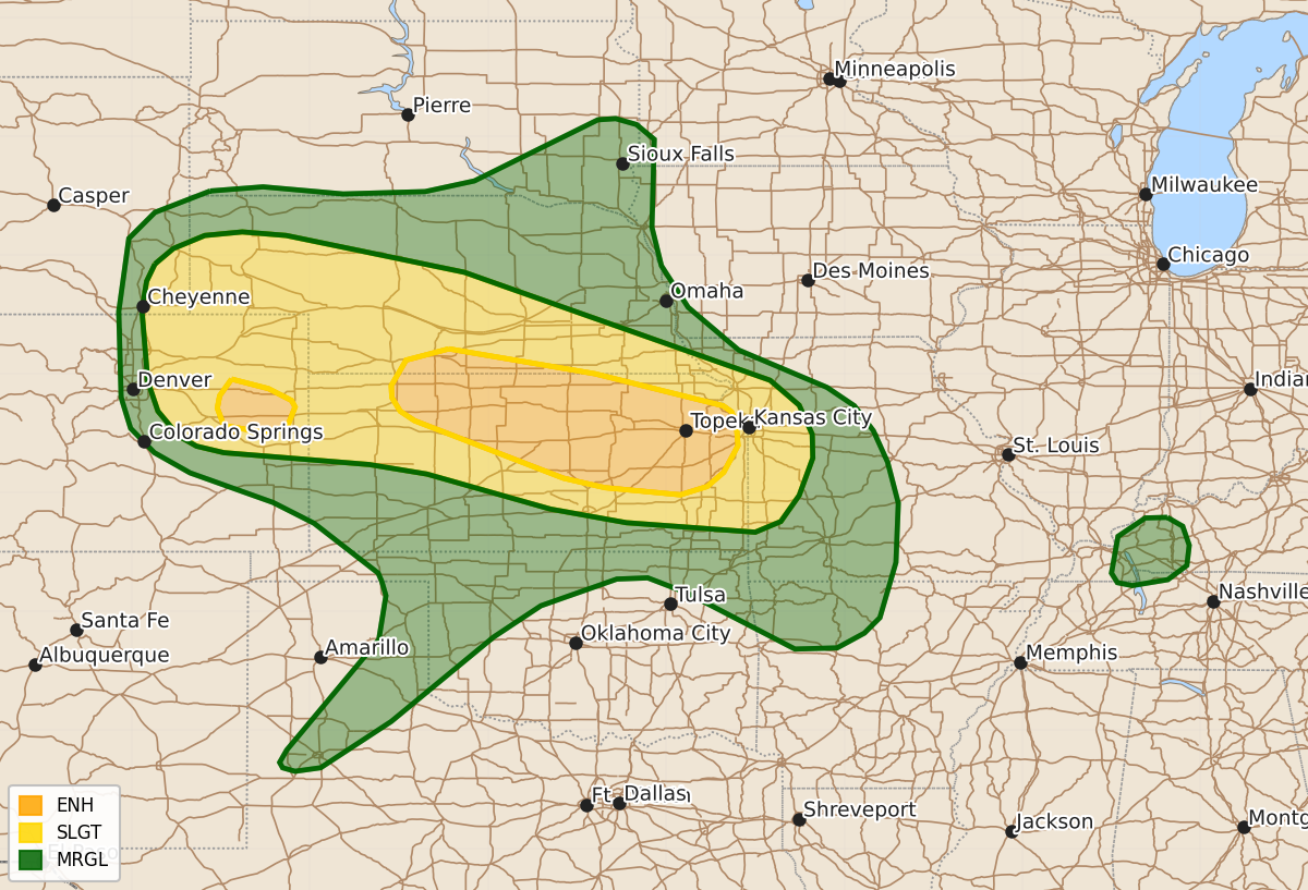 Risk area map for Day 1 Areal Outline