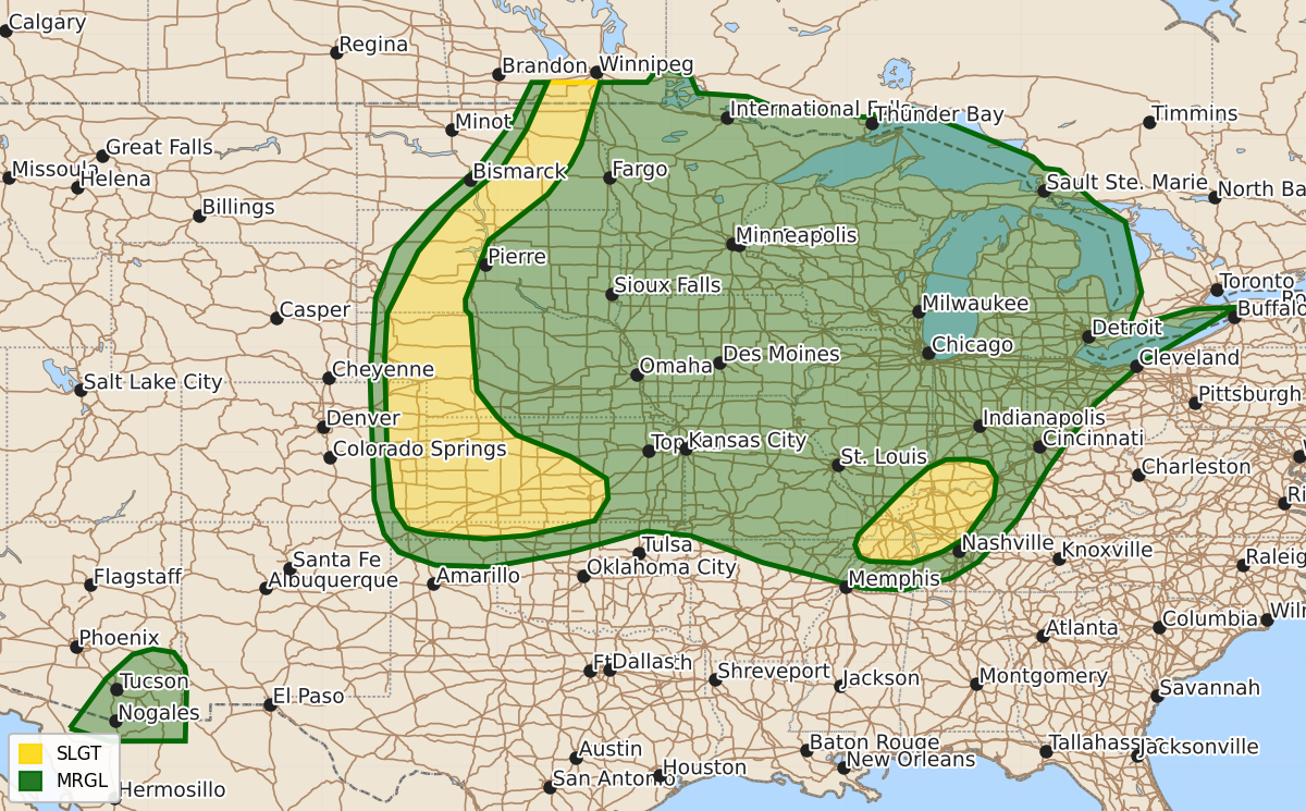 Risk area map for Day 1 Areal Outline