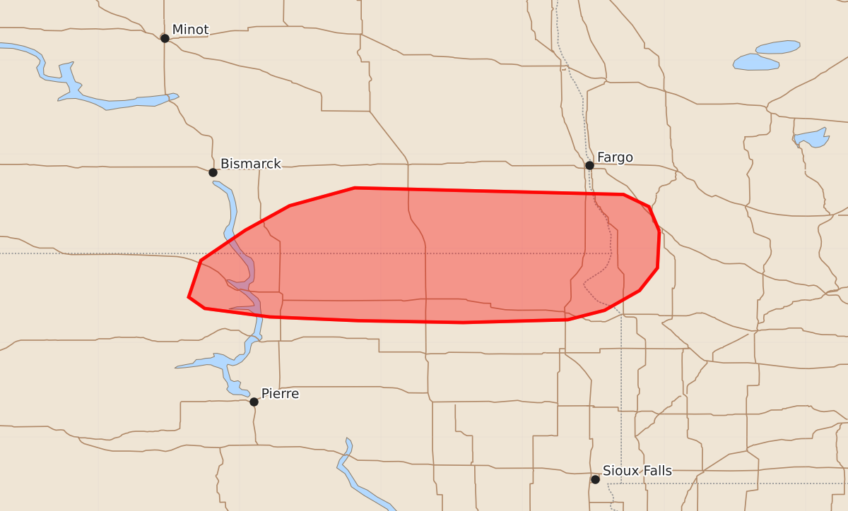 Risk area map for Mesoscale Discussion 1536