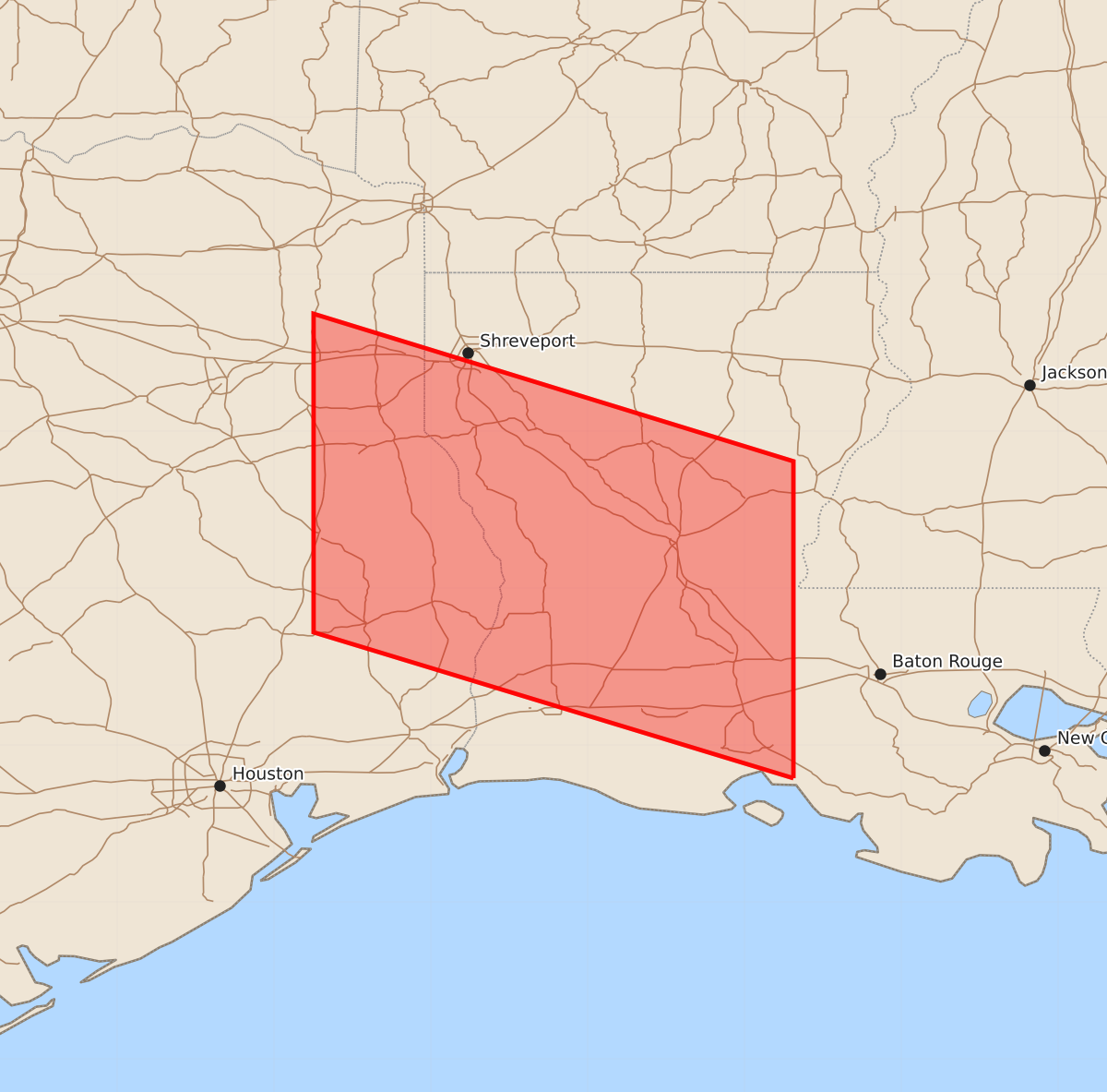 Risk area map for Watch 611 Outline