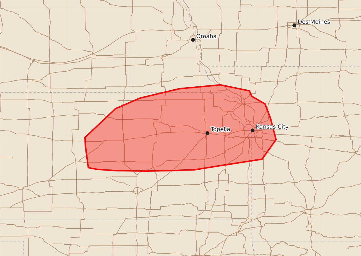 Risk area map for Mesoscale Discussion 1129