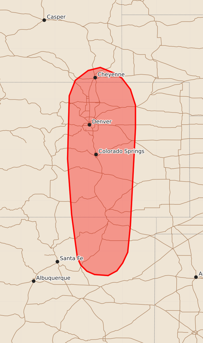 Risk area map for Mesoscale Discussion 2154