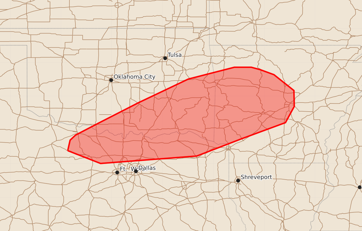 Risk area map for Mesoscale Discussion 2278