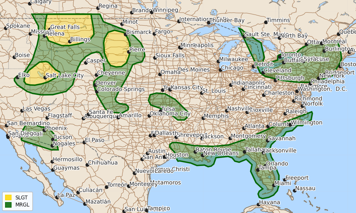 Risk area map for Day 1 Areal Outline