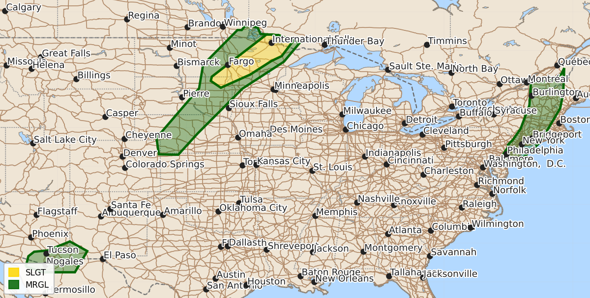 Risk area map for Day 1 Areal Outline