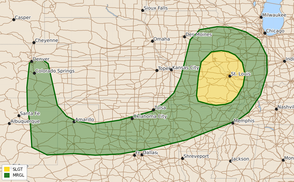 Risk area map for Day 1 Areal Outline