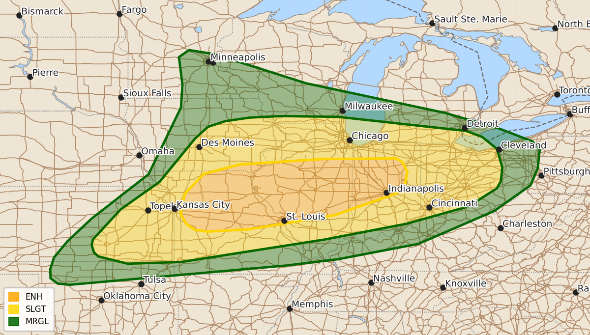 Risk area map for Day 3 Areal Outline