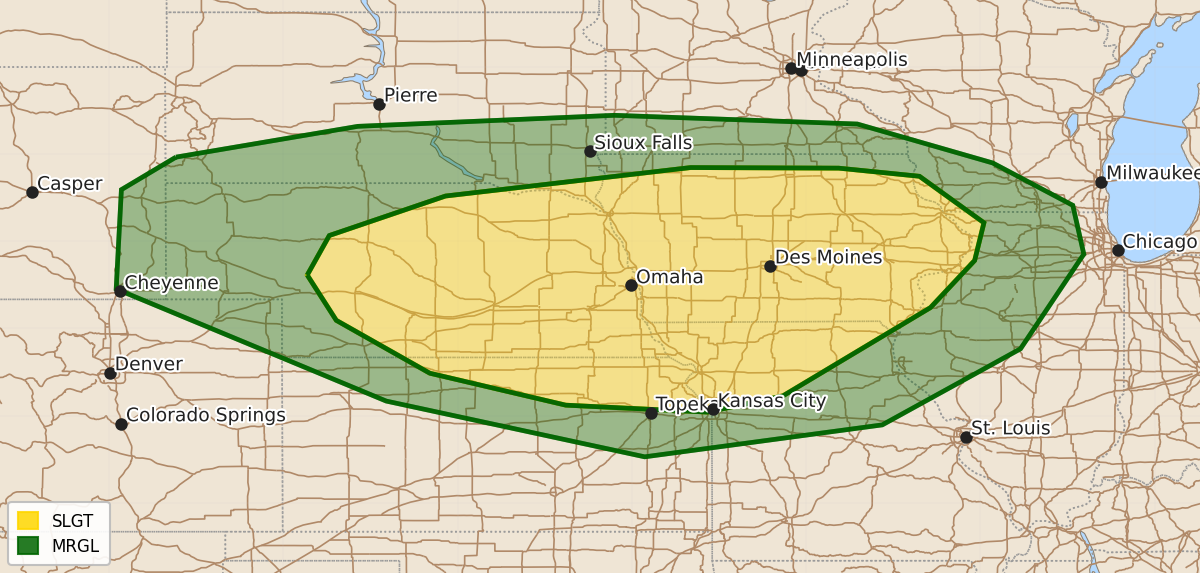 Risk area map for Day 3 Areal Outline