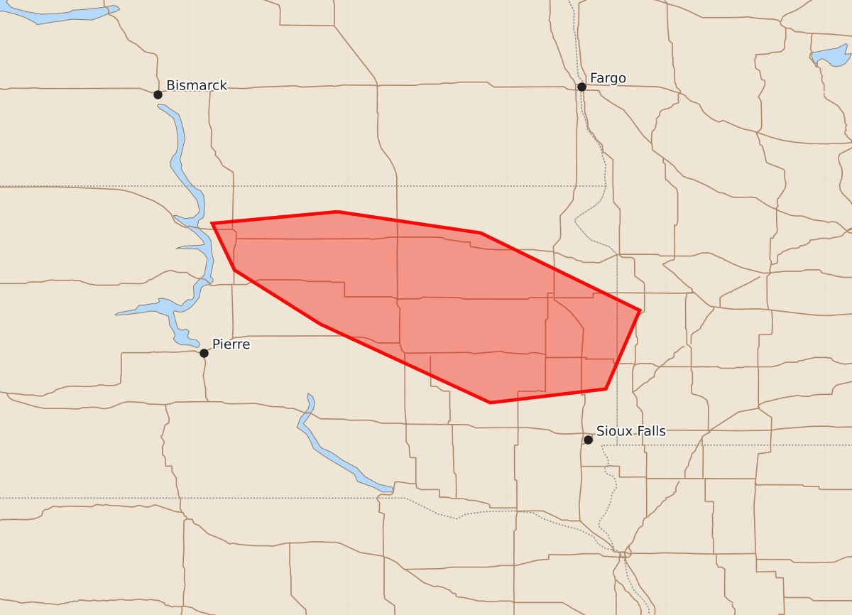 Risk area map for Mesoscale Discussion 1875