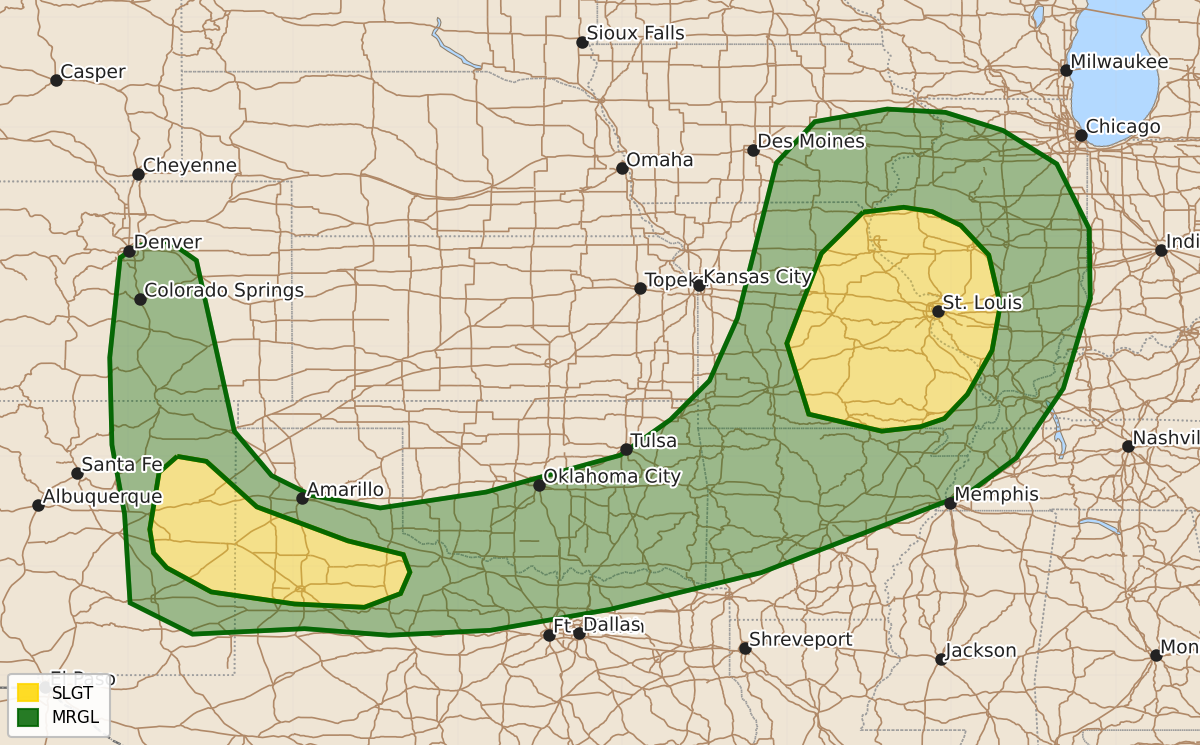 Risk area map for Day 1 Areal Outline