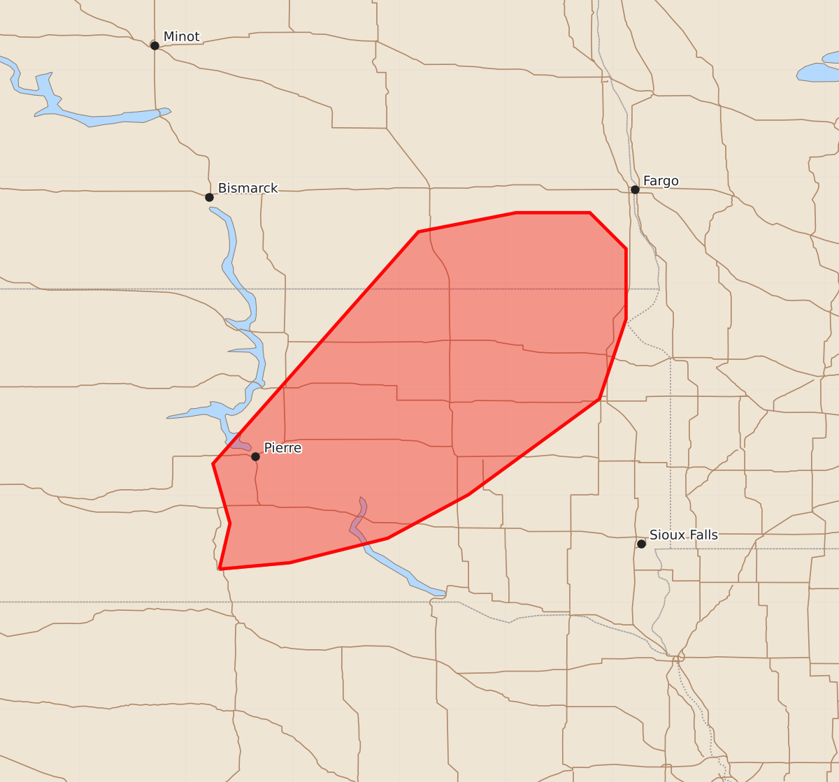 Risk area map for Mesoscale Discussion 1375