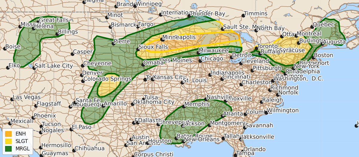 Risk area map for Day 1 Areal Outline
