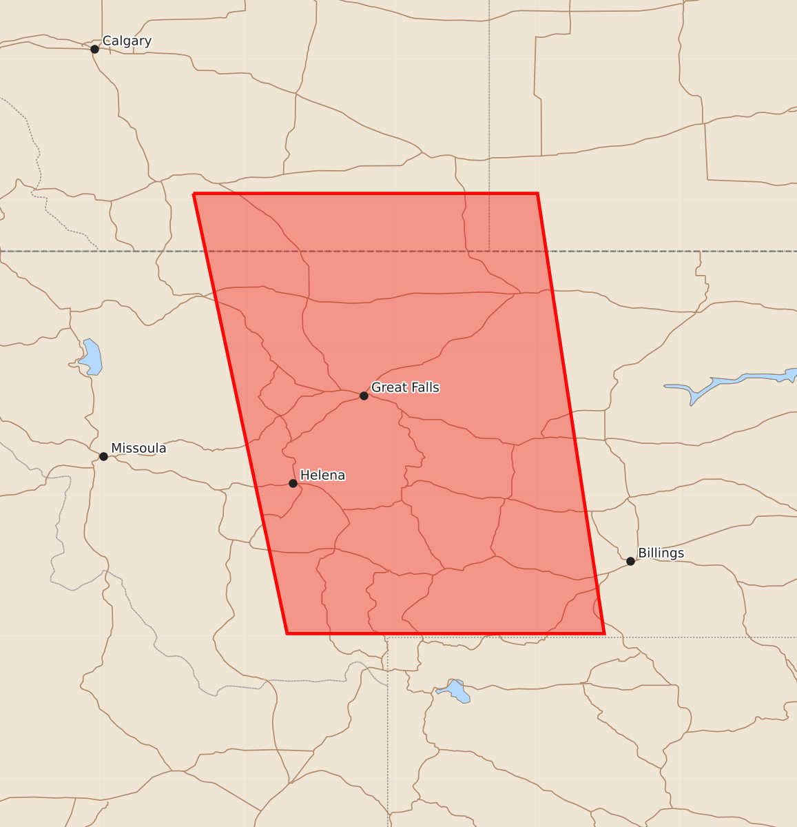 Risk area map for Watch 634 Outline