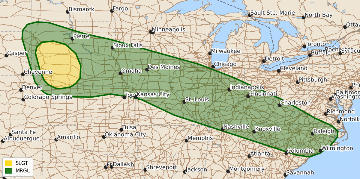 Risk area map for Day 3 Areal Outline