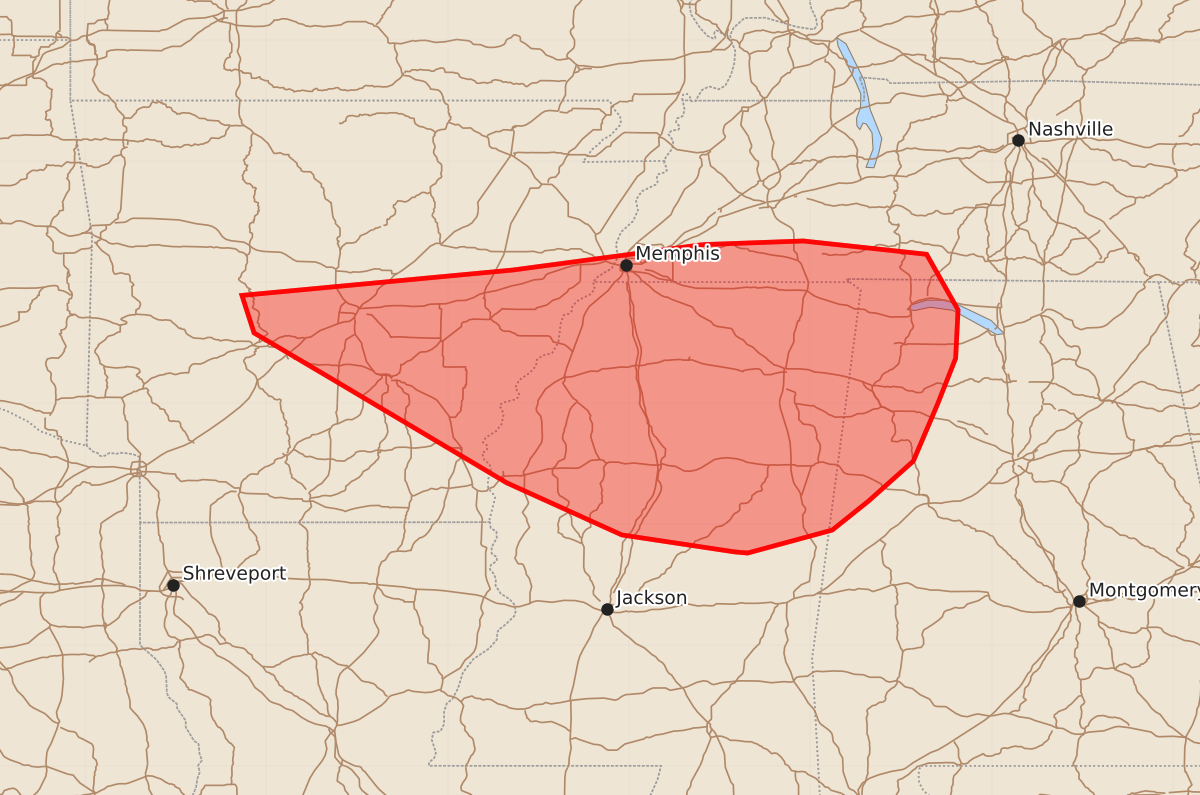 Risk area map for Mesoscale Discussion 2094