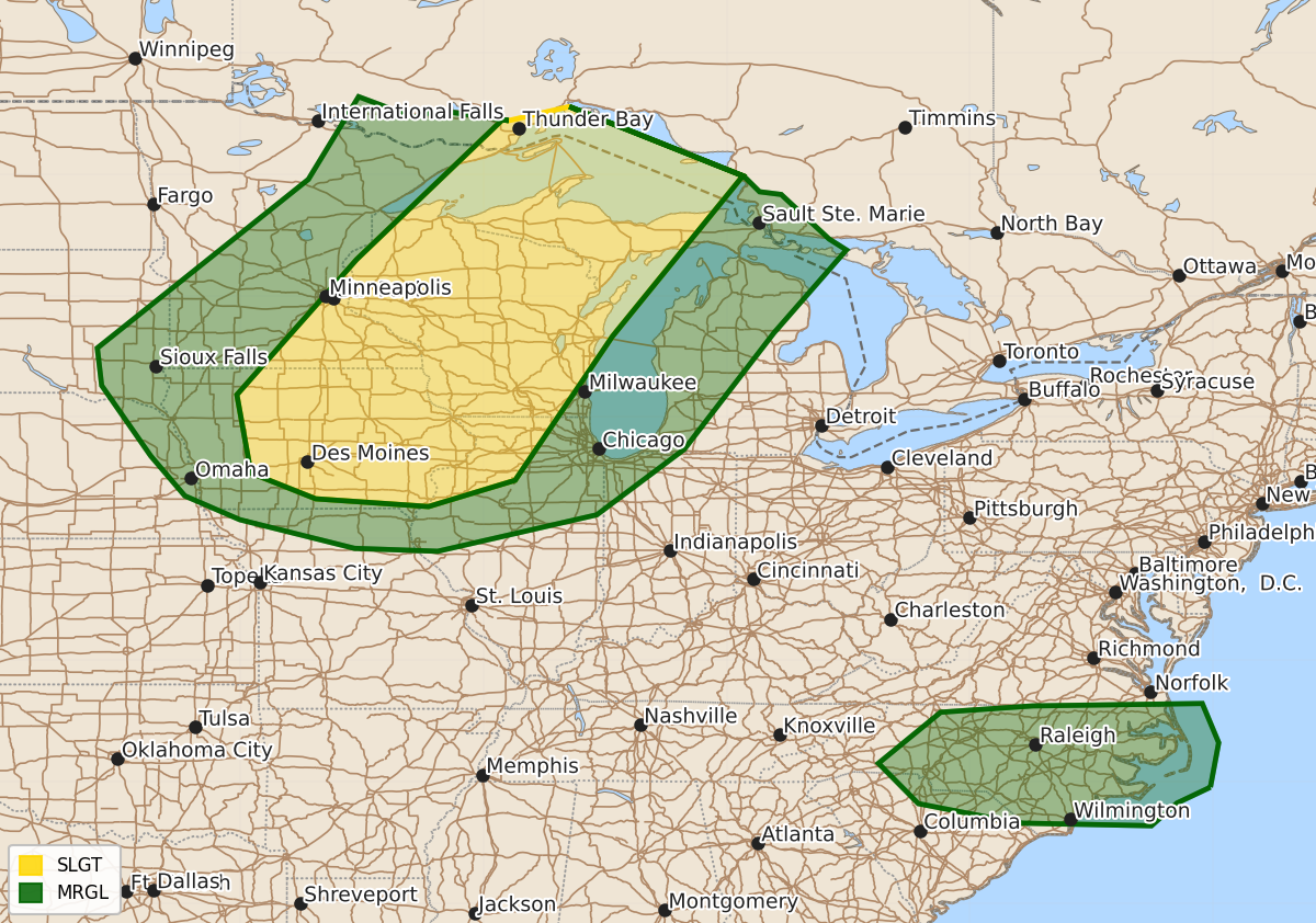 Risk area map for Day 3 Areal Outline