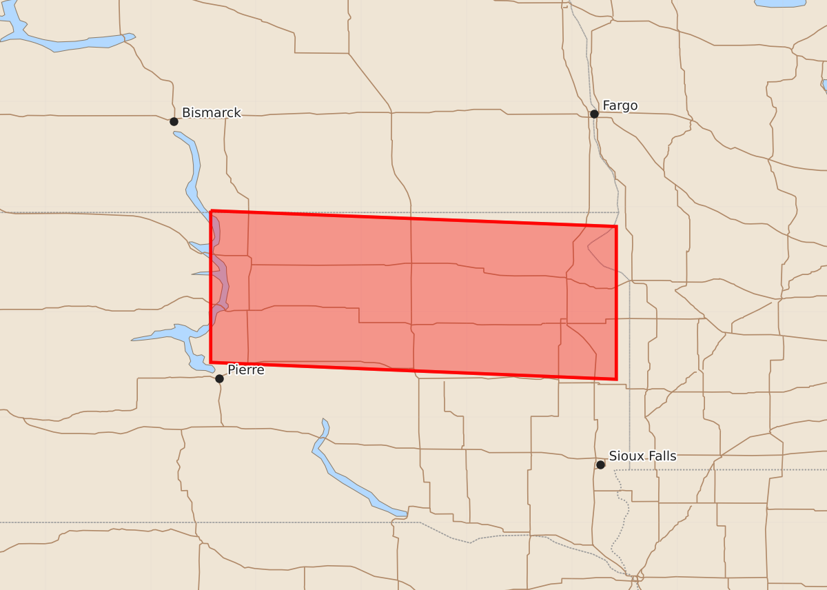 Risk area map for Watch 545 Outline