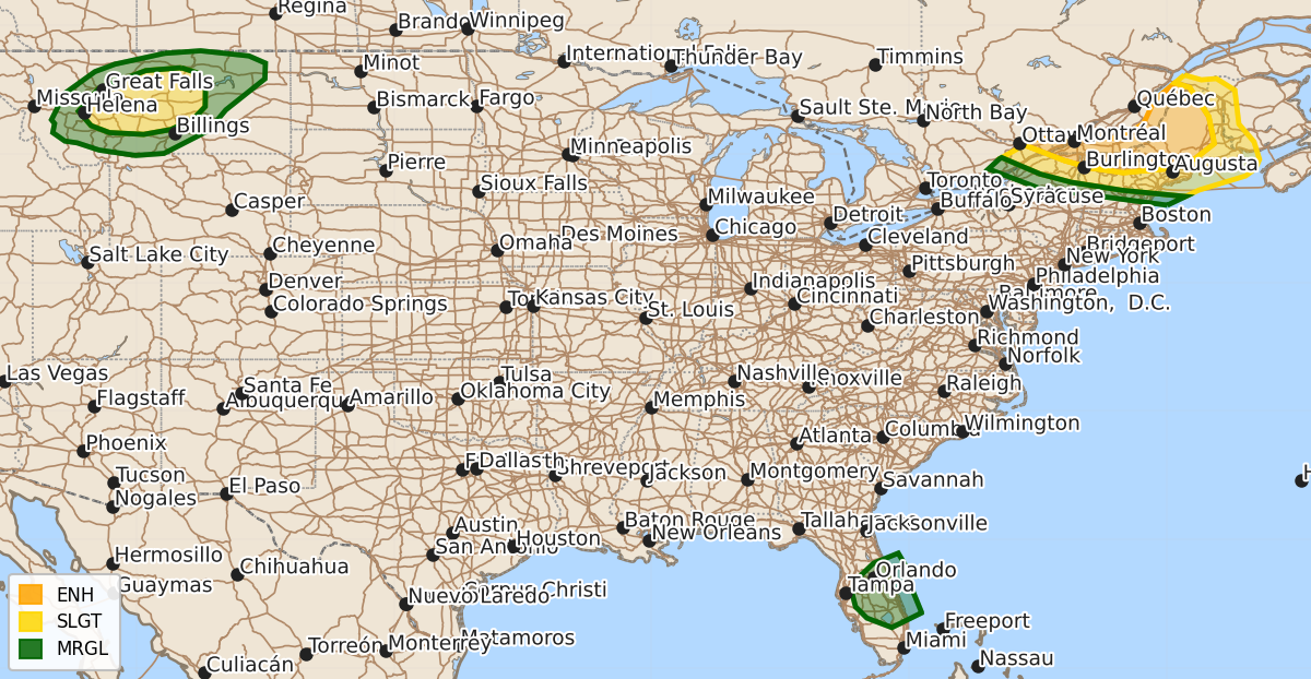 Risk area map for Day 1 Areal Outline
