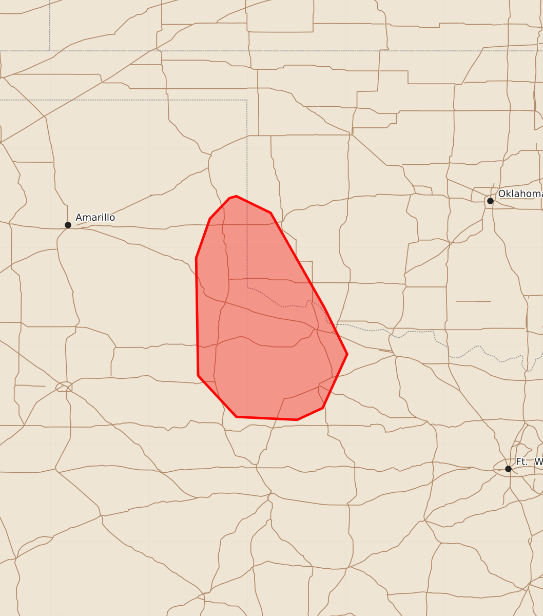 Risk area map for Mesoscale Discussion 2130