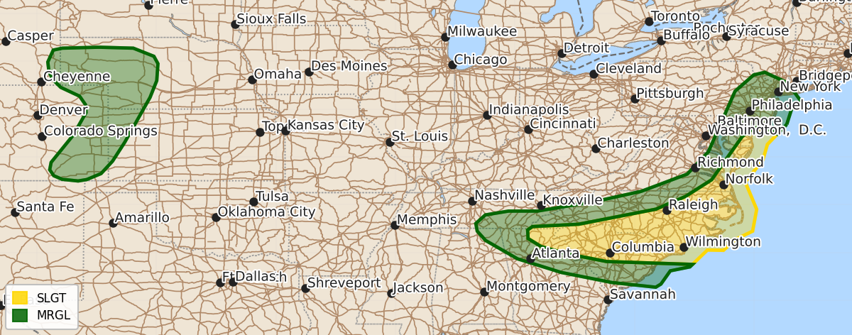 Risk area map for Day 1 Areal Outline
