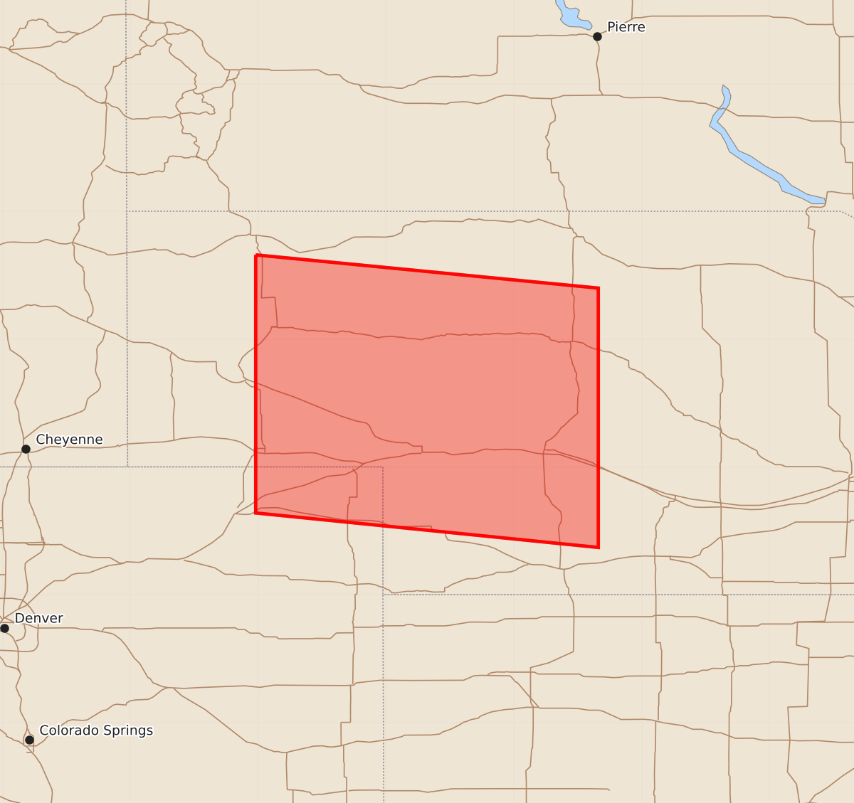 Risk area map for Watch 549 Outline