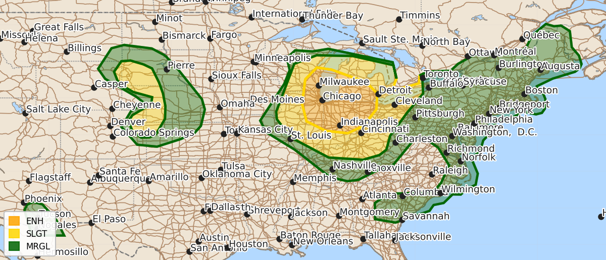 Risk area map for Day 1 Areal Outline
