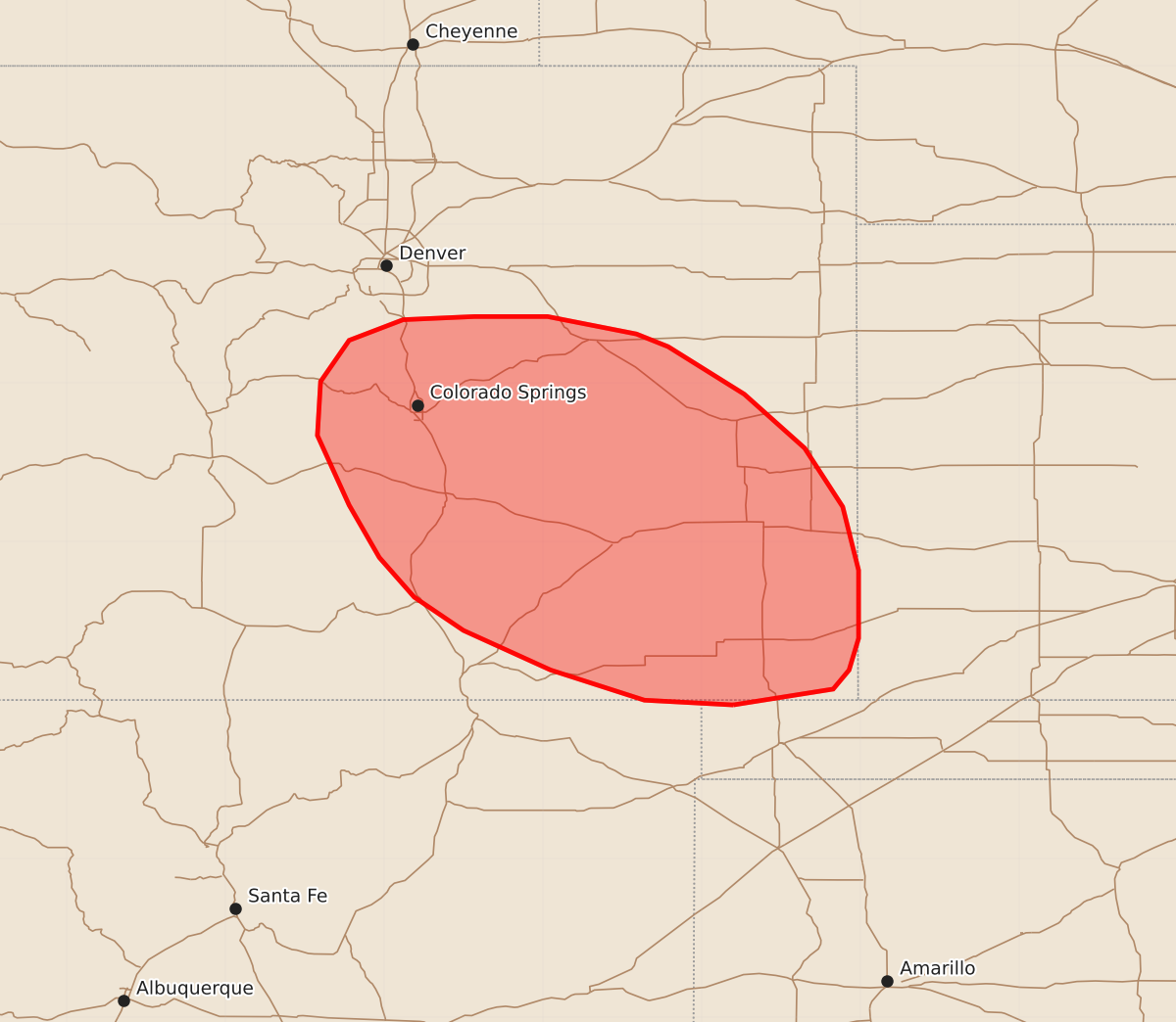 Risk area map for Mesoscale Discussion 1255