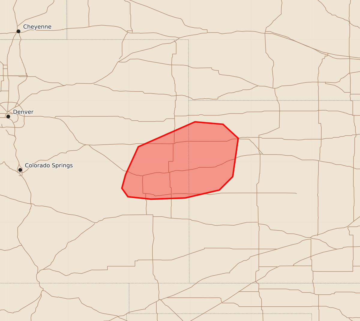 Risk area map for Mesoscale Discussion 2332