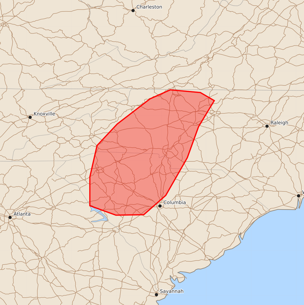 Risk area map for Mesoscale Discussion 1351