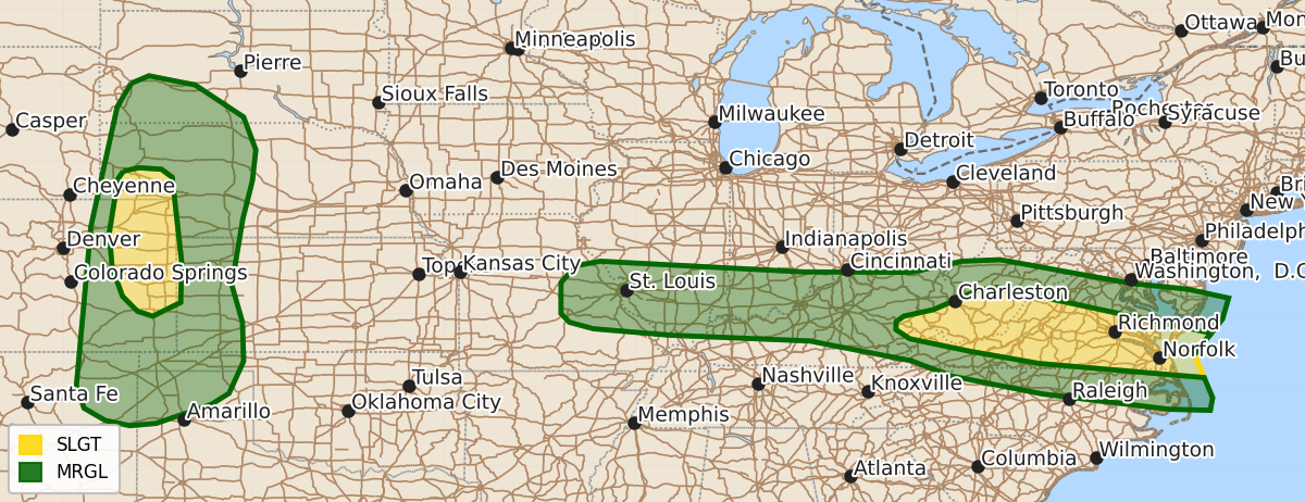 Risk area map for Day 1 Areal Outline