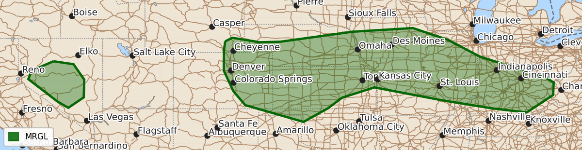 Risk area map for Day 2 Areal Outline