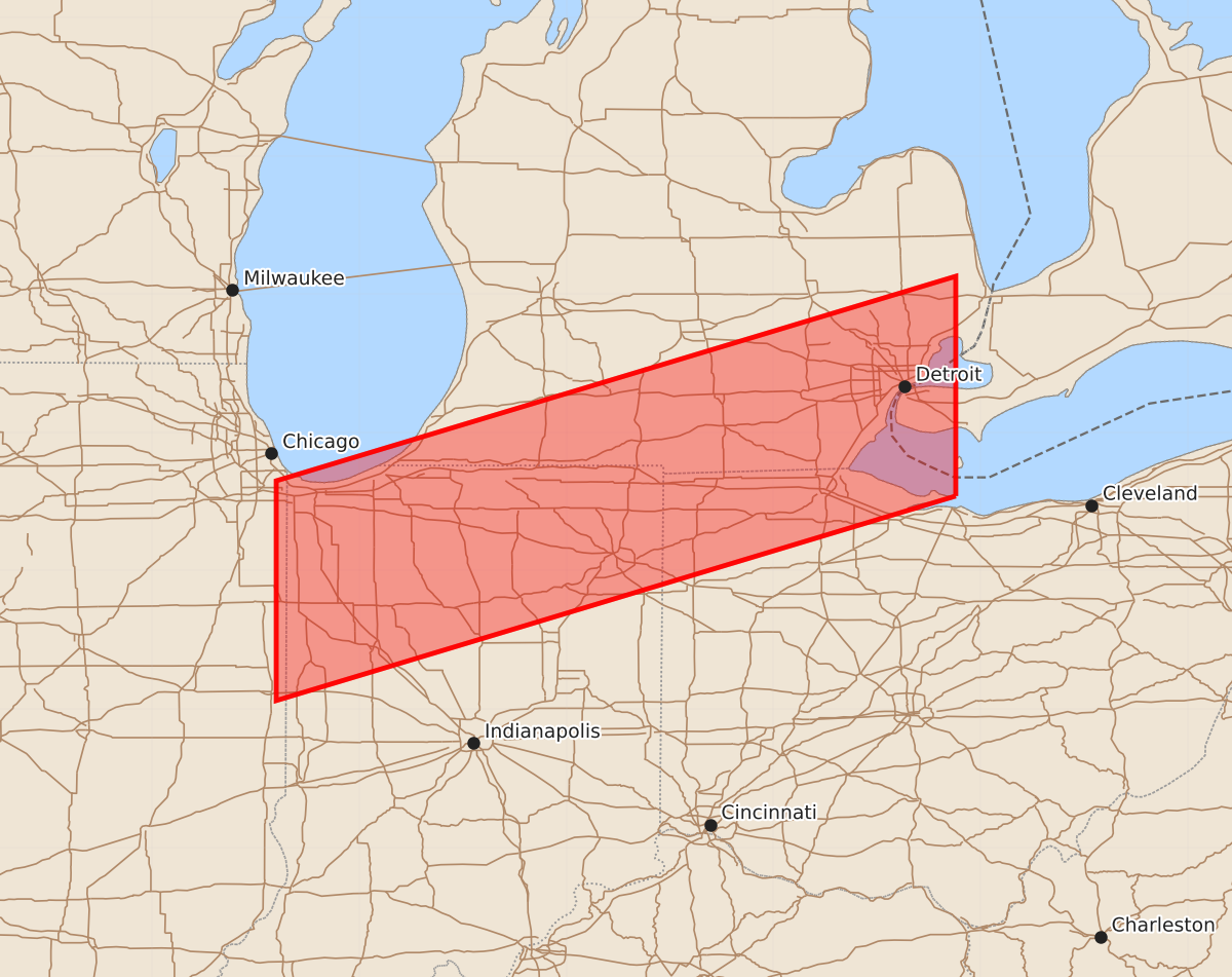 Risk area map for Watch 493 Outline