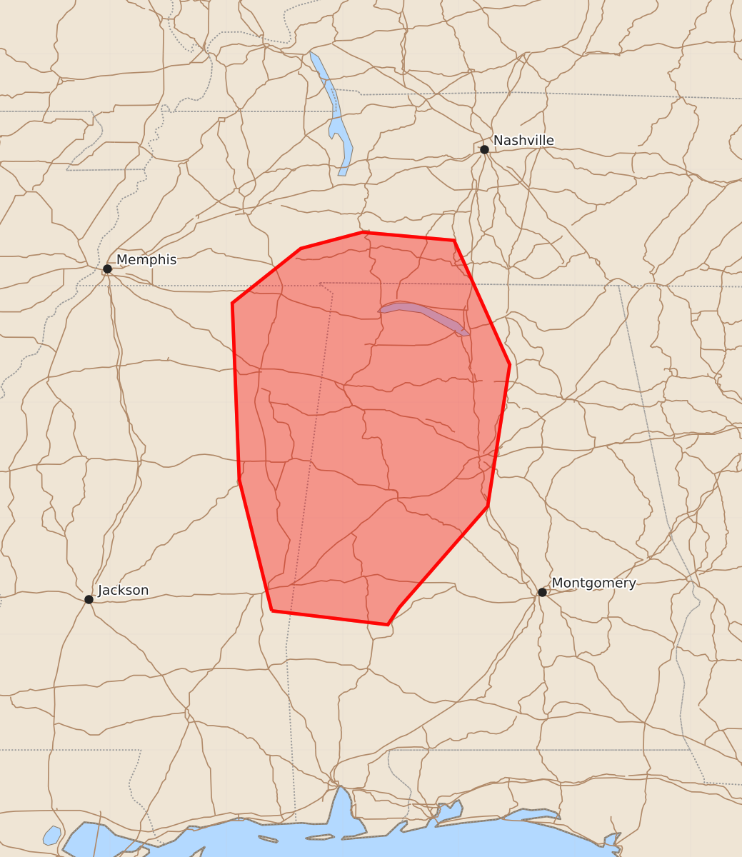 Risk area map for Mesoscale Discussion 2136