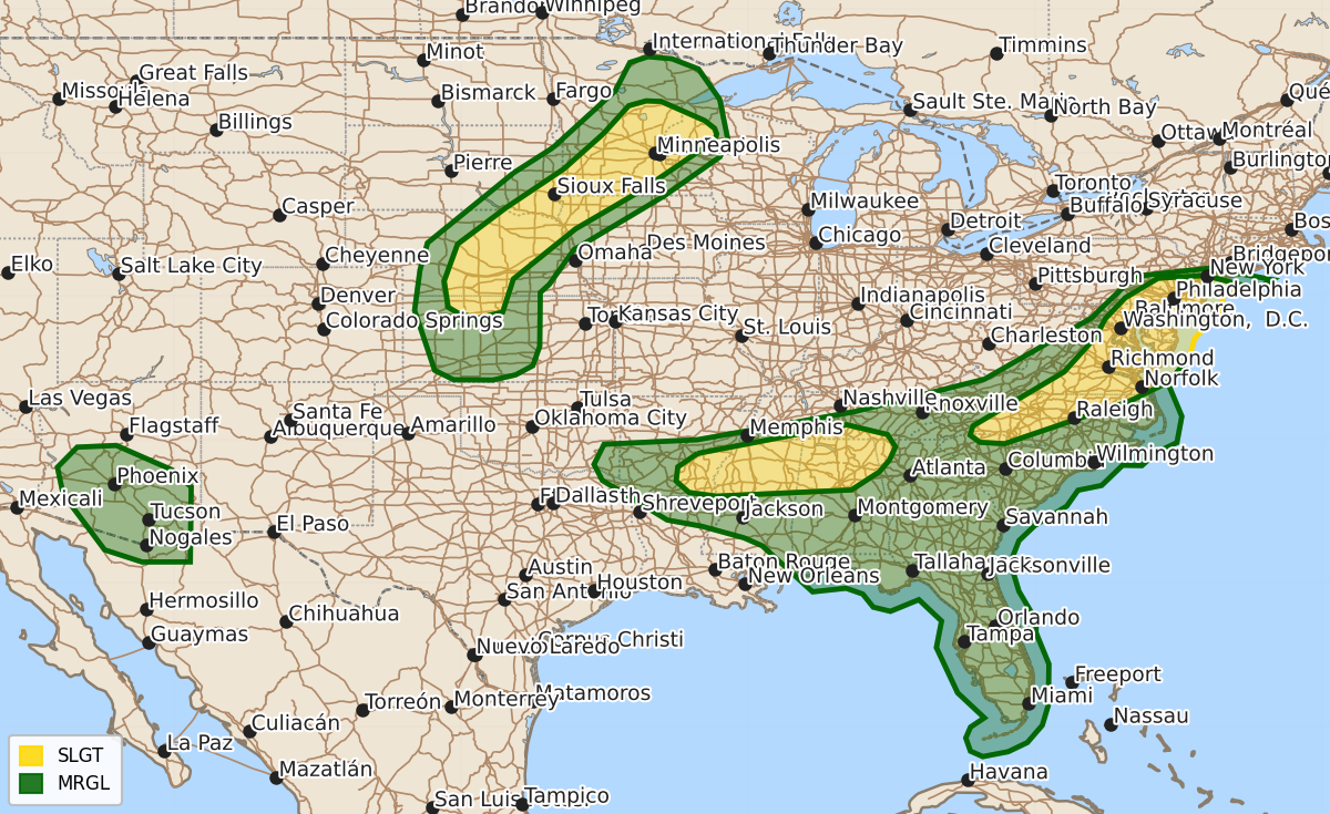Risk area map for Day 1 Areal Outline
