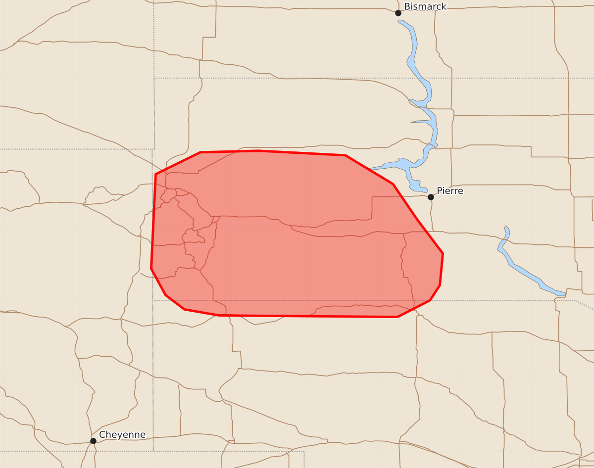Risk area map for Mesoscale Discussion 1767