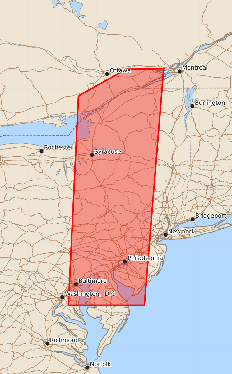 Risk area map for Watch 337 Outline