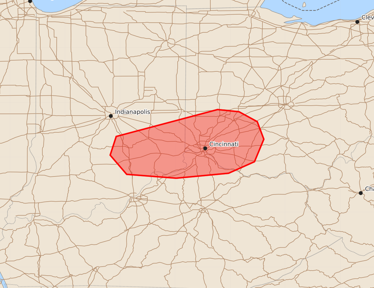 Risk area map for Mesoscale Discussion 1175