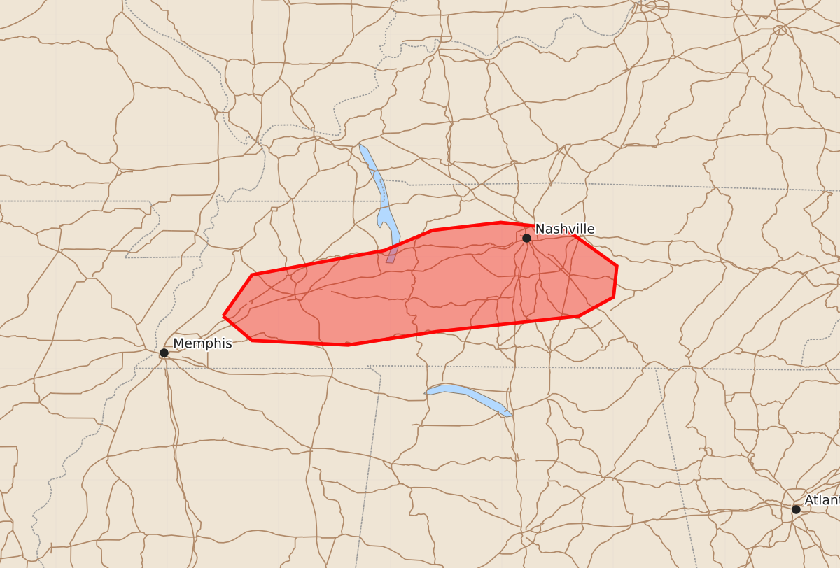 Risk area map for Mesoscale Discussion 1706