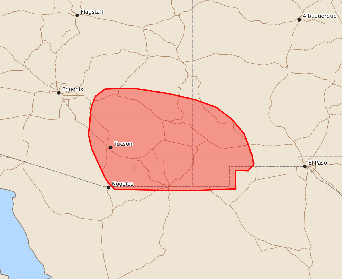 Risk area map for Mesoscale Discussion 1166