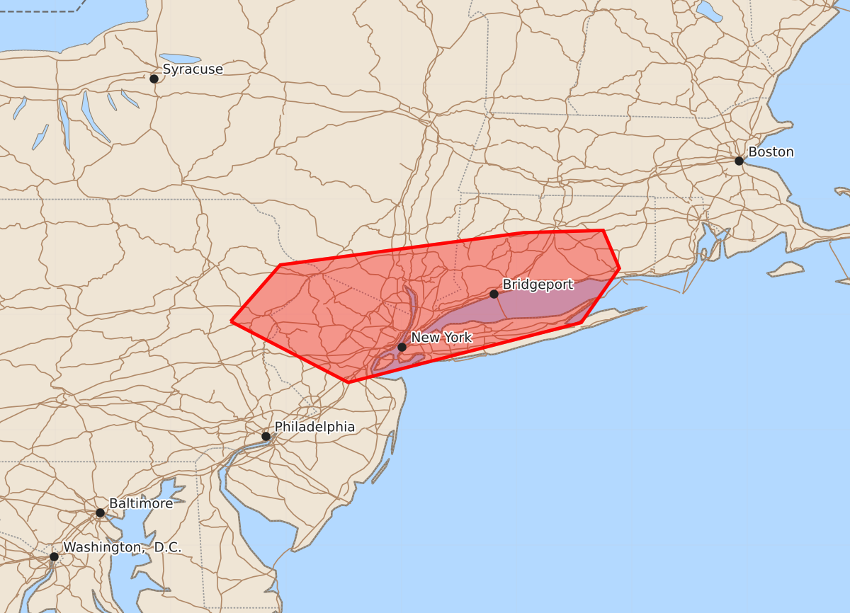 Risk area map for Mesoscale Discussion 1645