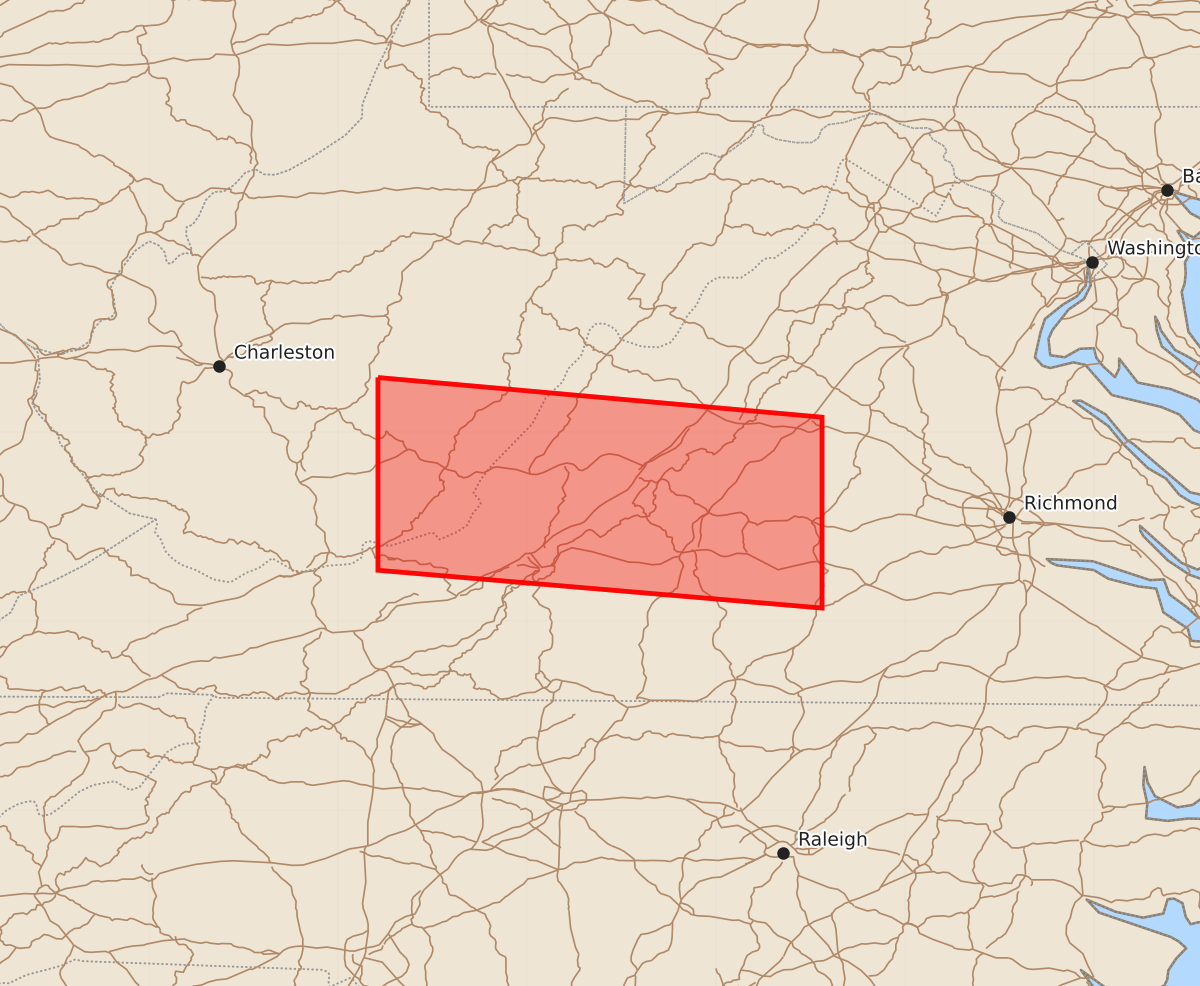 Risk area map for Watch 557 Outline