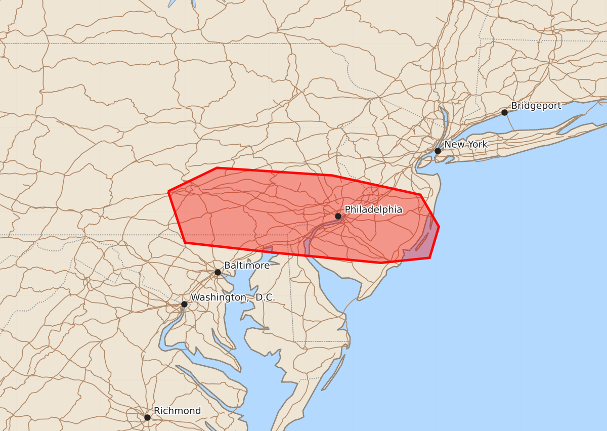 Risk area map for Mesoscale Discussion 1893