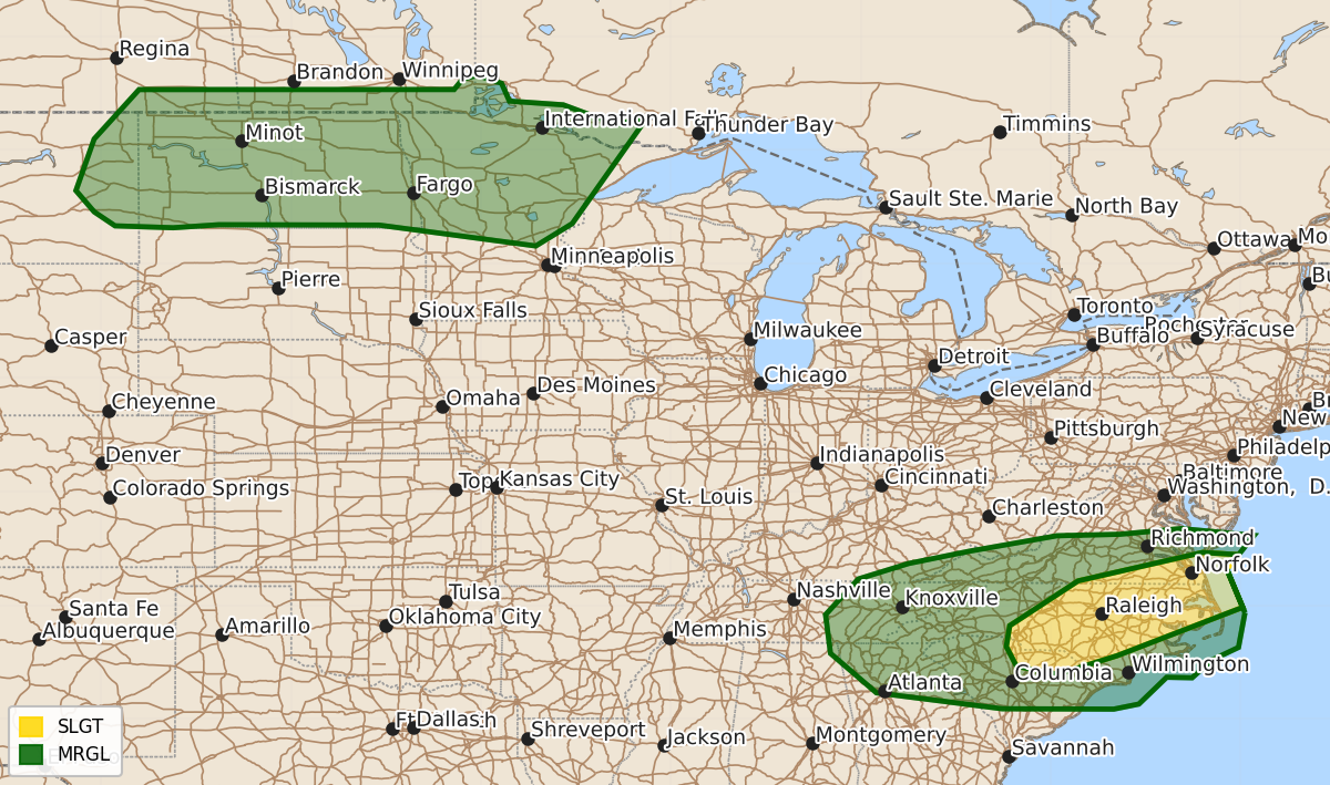 Risk area map for Day 3 Areal Outline