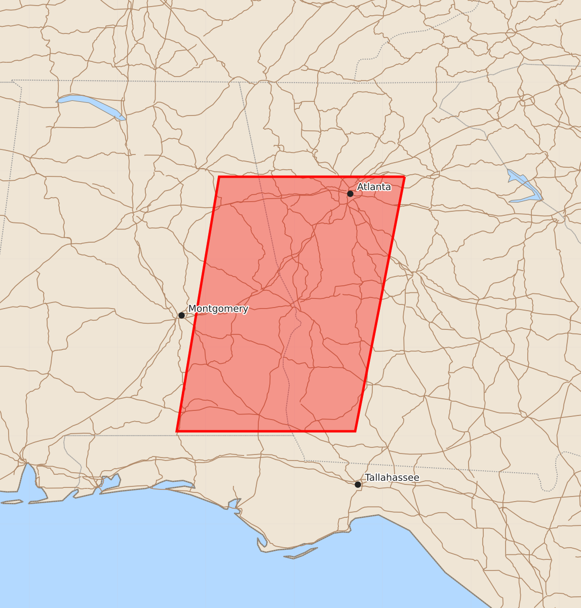 Risk area map for Watch 354 Outline
