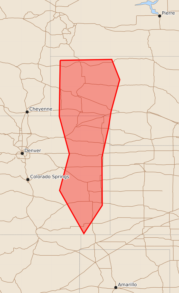 Risk area map for Mesoscale Discussion 1342