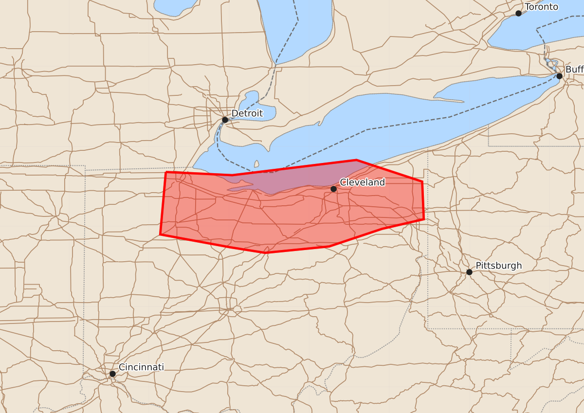 Risk area map for Mesoscale Discussion 1105