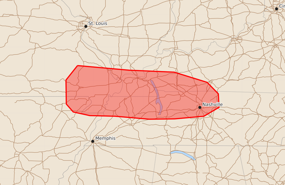 Risk area map for Mesoscale Discussion 2050