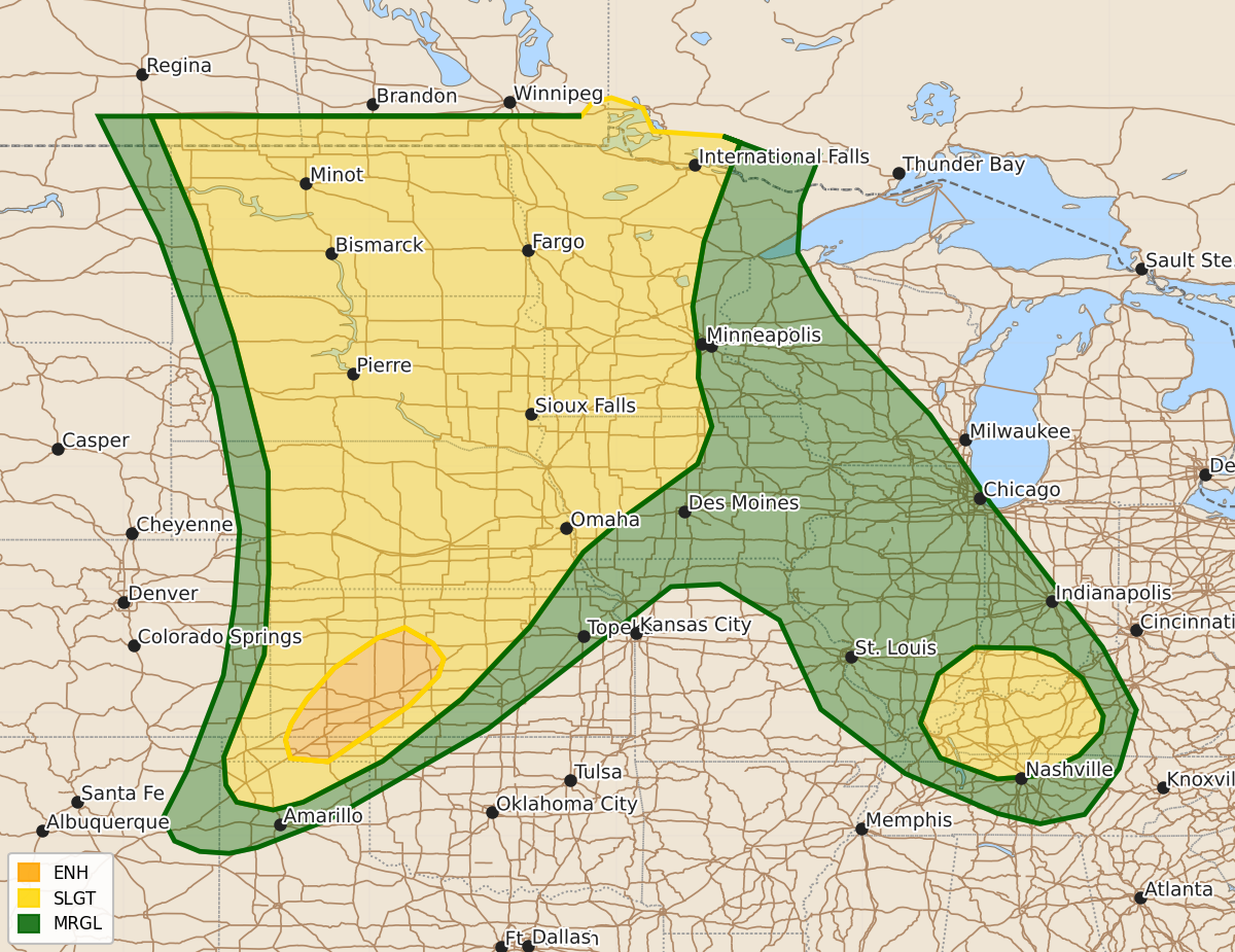 Risk area map for Day 1 Areal Outline