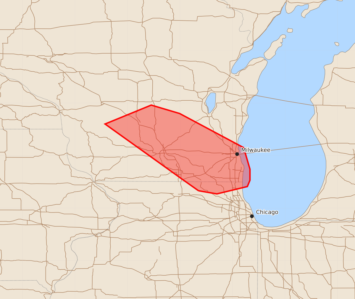 Risk area map for Mesoscale Discussion 1877