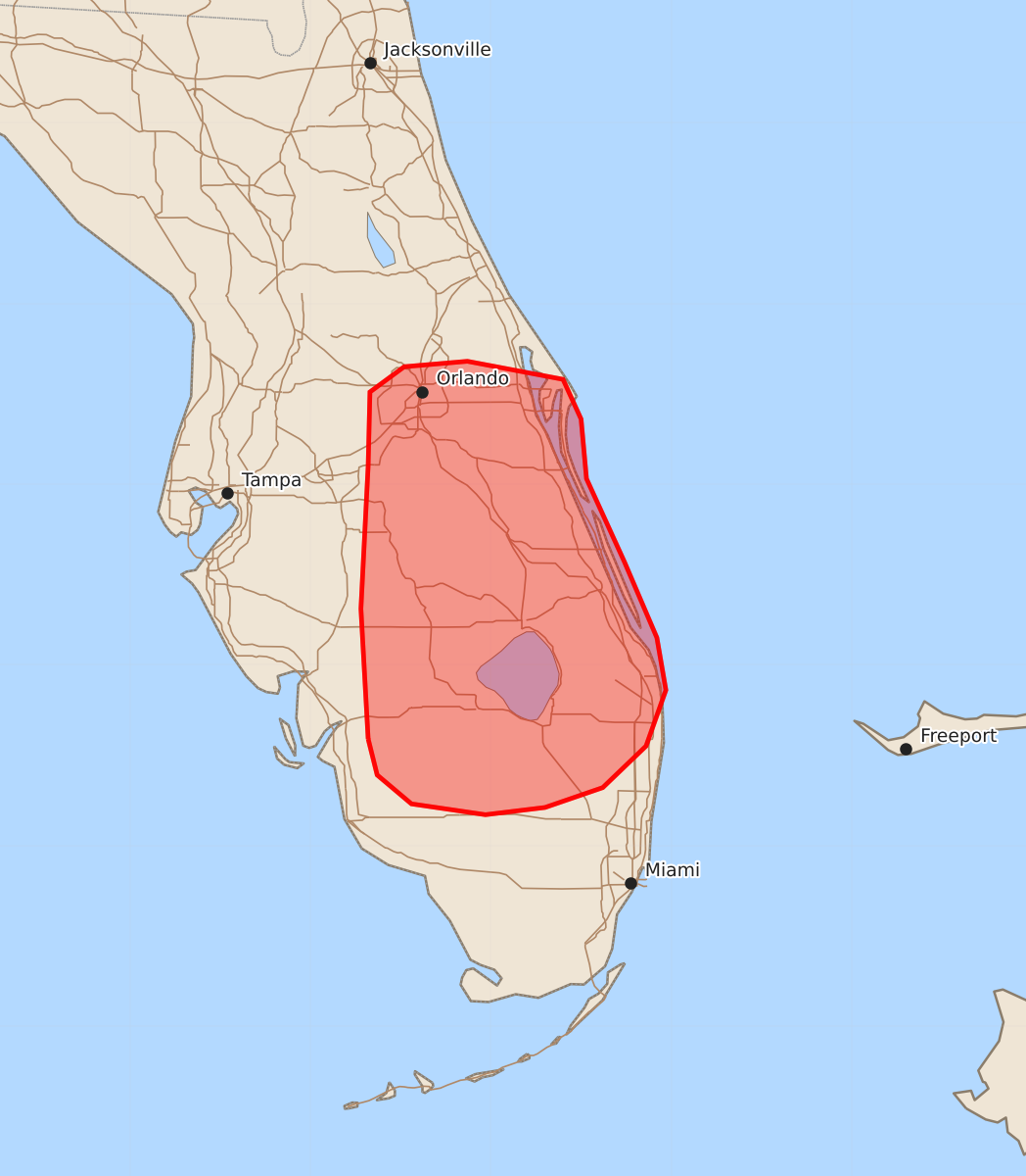 Risk area map for Mesoscale Discussion 1202